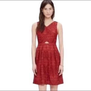Madewell red silk blend cut out dress with pockets size 8-New without tags